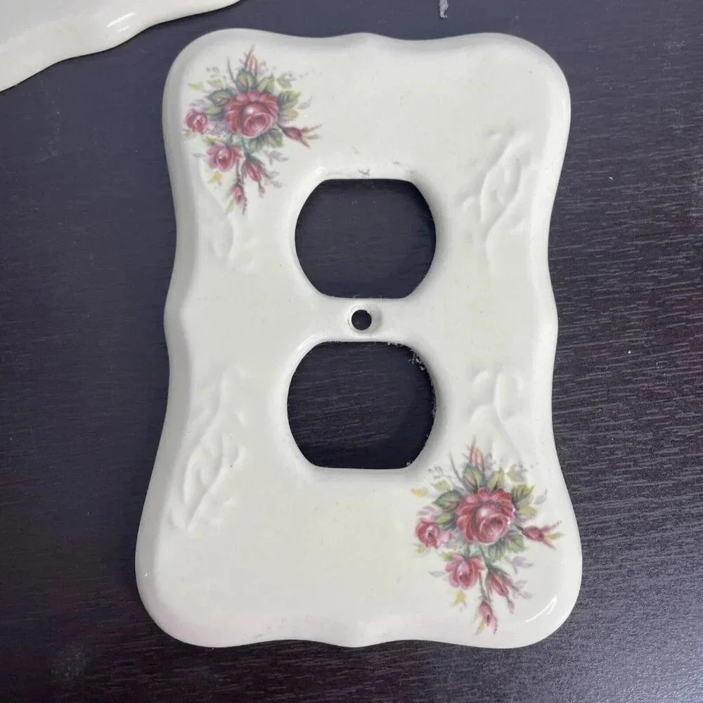 Lot VB Athena Vintage Porcelain Double Light Switch Cover Plate, Outlet, Single - Picture 4 of 7
